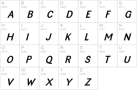 EquipoizeSans-BoldItalic uppercase A-Z preview