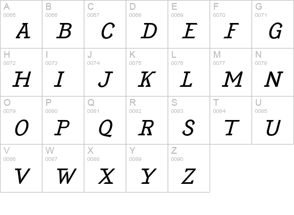 EquipoizeSerif-RegularItalic uppercase A-Z preview