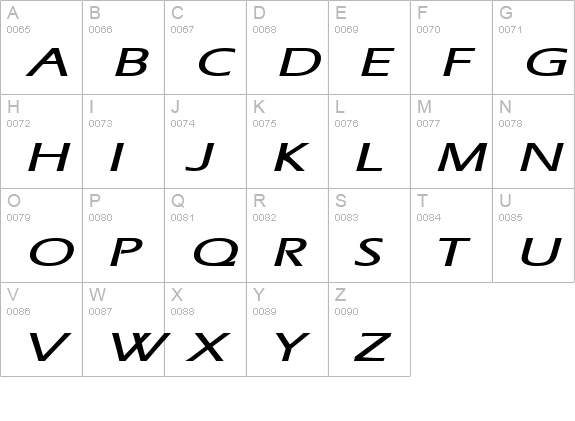Eric Extended BoldItalic uppercase A-Z preview