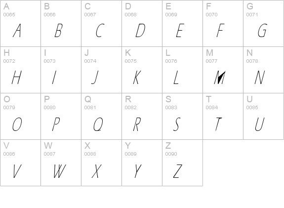 Eric Lite Italic uppercase A-Z preview