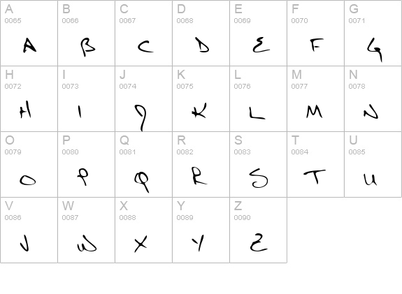 EricsHand Regular uppercase A-Z preview