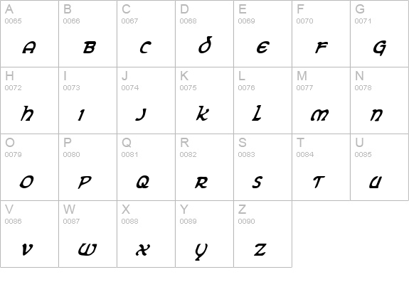 Erin Go Bragh Condensed Italic uppercase A-Z preview