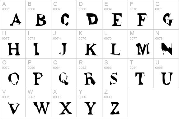 Erosive uppercase A-Z preview