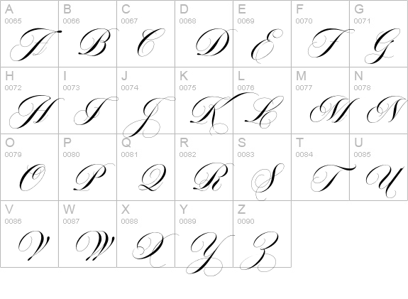 Erotica Small Pro uppercase A-Z preview
