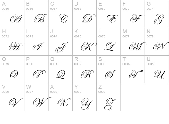 Esenin script One uppercase A-Z preview