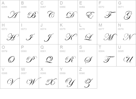 Esenin script Two uppercase A-Z preview