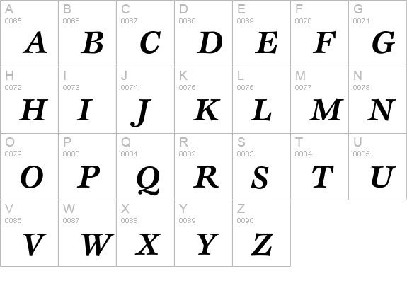 EspritBoldItalic uppercase A-Z preview