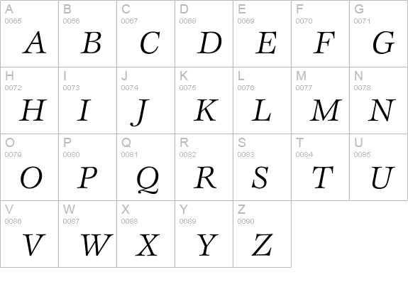EspritBookItalic uppercase A-Z preview
