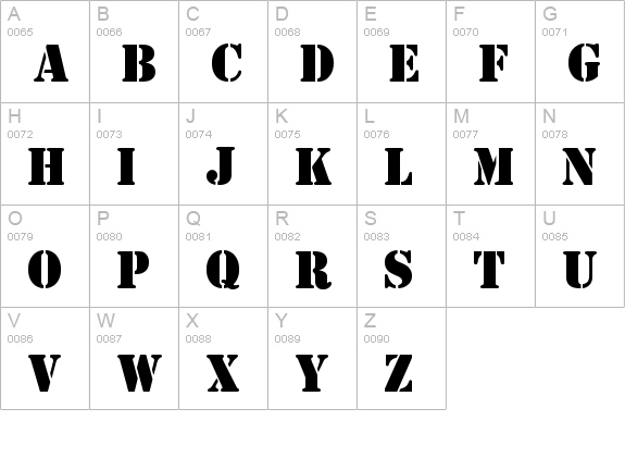 Estensil uppercase A-Z preview