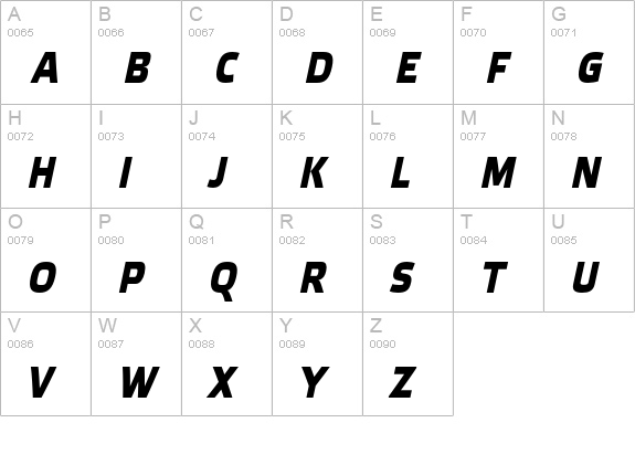 Etelka Narrow Medium Pro Bold Italic uppercase A-Z preview
