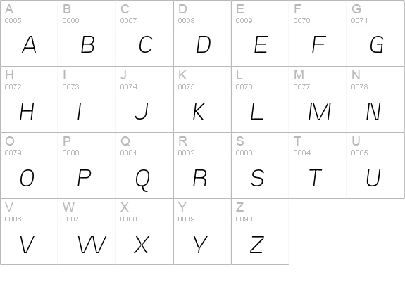 Eunuverse-Italic uppercase A-Z preview