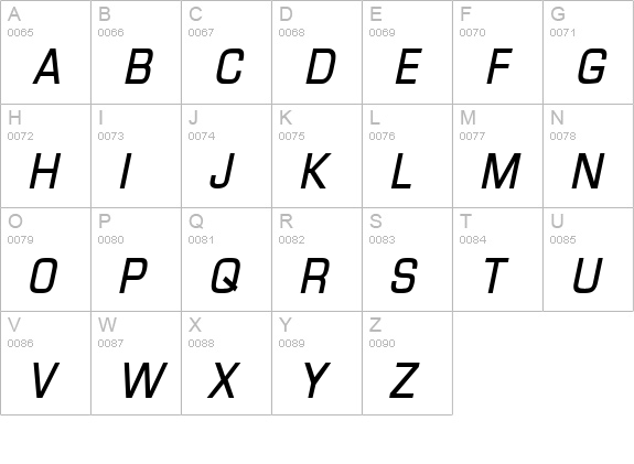 Eurasia BoldItalic uppercase A-Z preview