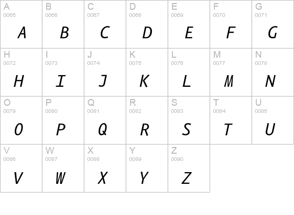 Eureka Mono Italic uppercase A-Z preview
