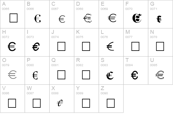 Euro Collection uppercase A-Z preview