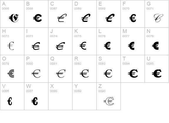 EuroDecoEF-One uppercase A-Z preview