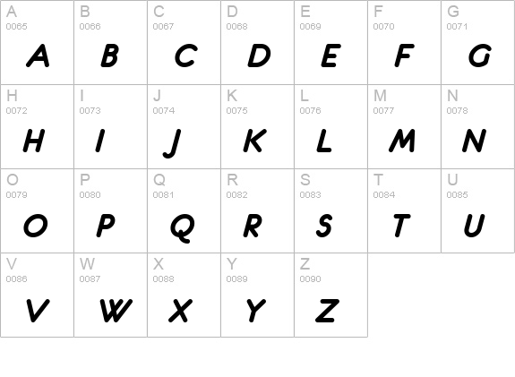 eurofurence bolditalic uppercase A-Z preview