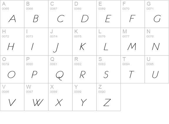 eurofurence light italic uppercase A-Z preview