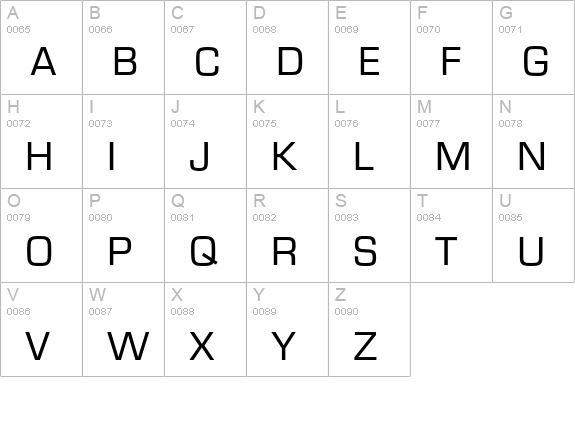 Eurostile Regular uppercase A-Z preview