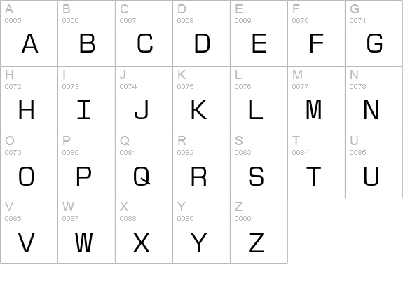 EurostileMonoEF-Regular uppercase A-Z preview