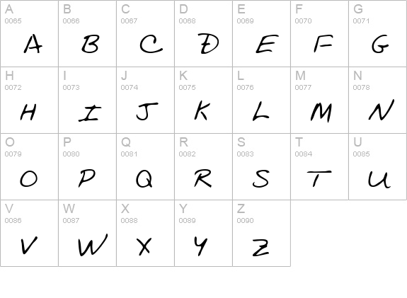 EvansHand Regular uppercase A-Z preview