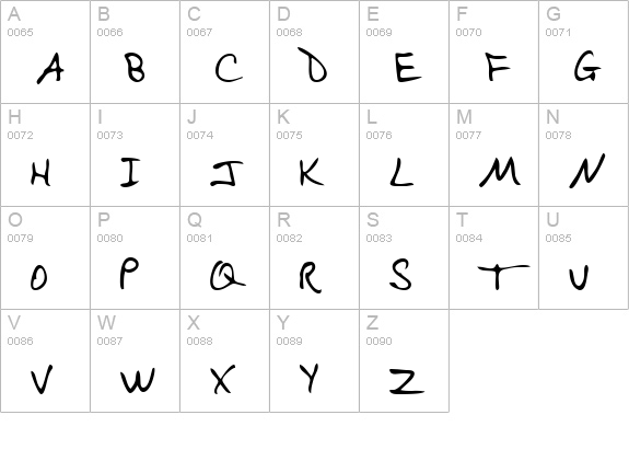 EvelynsHand Regular uppercase A-Z preview