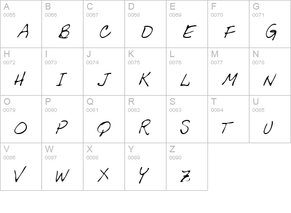 EwingsHand Regular uppercase A-Z preview