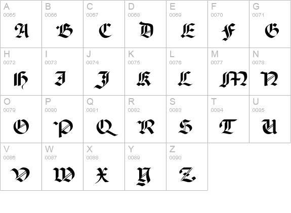 Excalibur SF uppercase A-Z preview