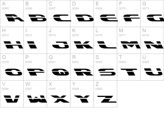 Excelerate Left uppercase A-Z preview