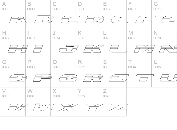 Excelerate Outline uppercase A-Z preview