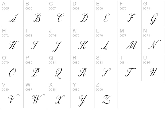 ExcelsiorScript uppercase A-Z preview