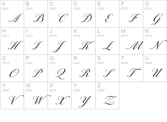 ExcelsiorScriptExtended uppercase A-Z preview