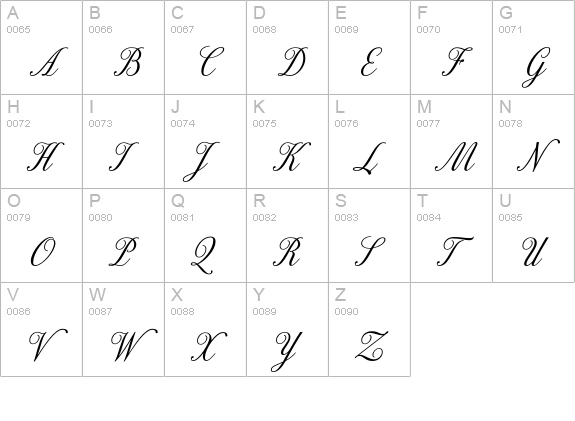 ExcelsiorScriptText uppercase A-Z preview