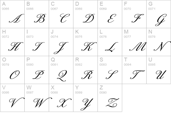 ExcelsiorScriptTextExtended uppercase A-Z preview
