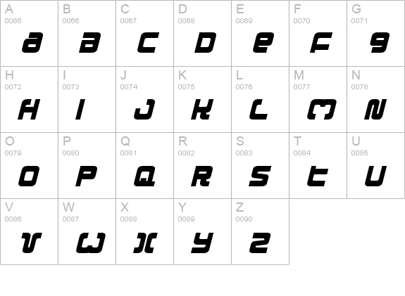 Exedore Condensed Italic uppercase A-Z preview