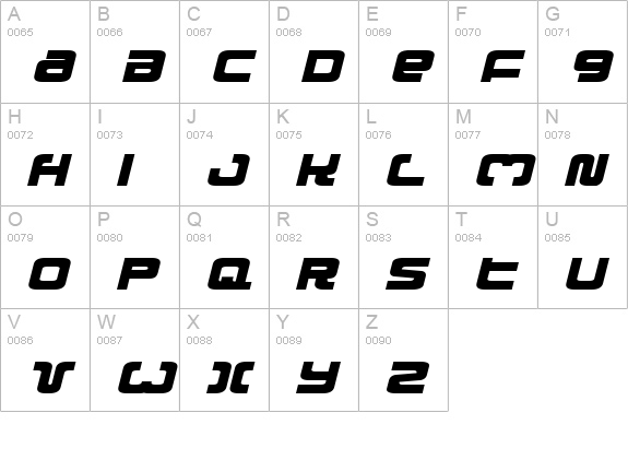 Exedore Expanded Italic uppercase A-Z preview