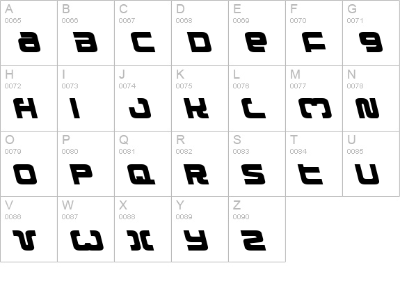 Exedore Leftalic uppercase A-Z preview