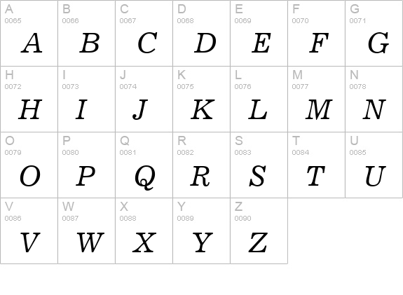 Exemplary-Italic uppercase A-Z preview