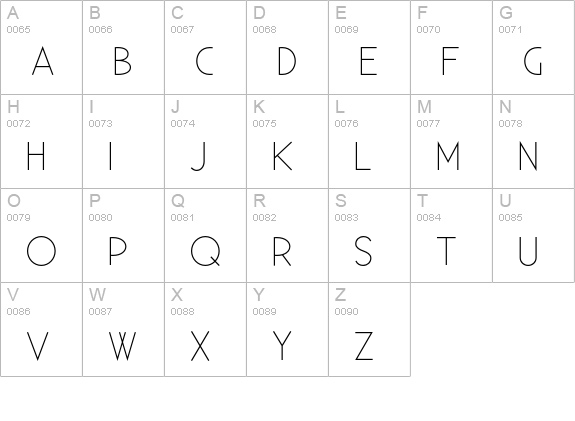 Existence Light uppercase A-Z preview