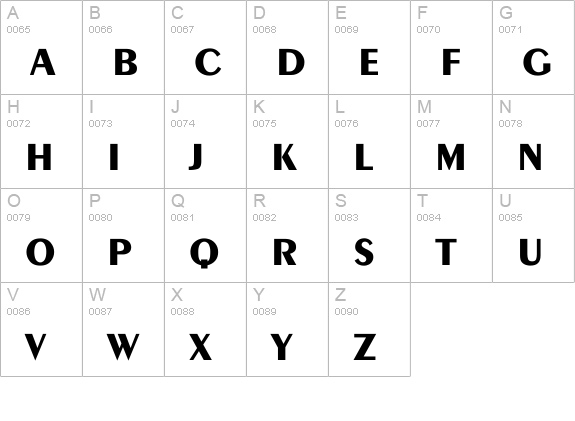 Exotic-Bold uppercase A-Z preview