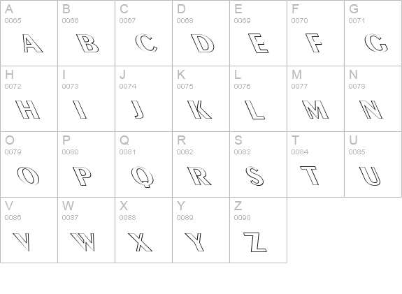 Exotic Bold Hollow Lefty uppercase A-Z preview