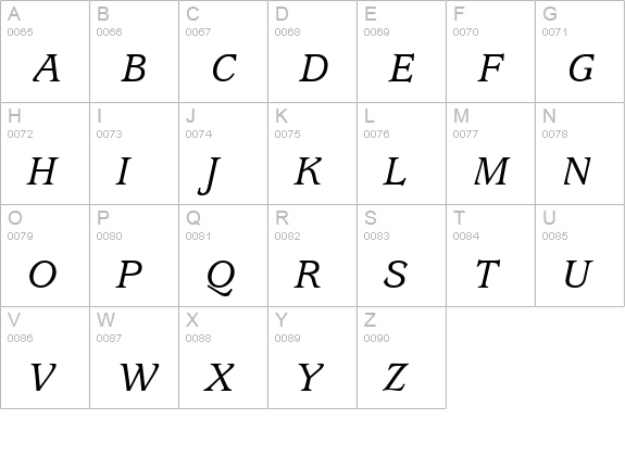 Exposition Medium SSi Medium Italic uppercase A-Z preview