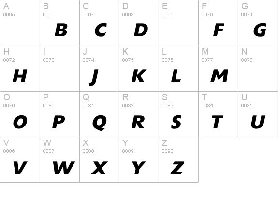 ExtensionBoldItalic uppercase A-Z preview