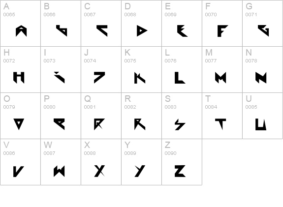 Extraterrestial uppercase A-Z preview
