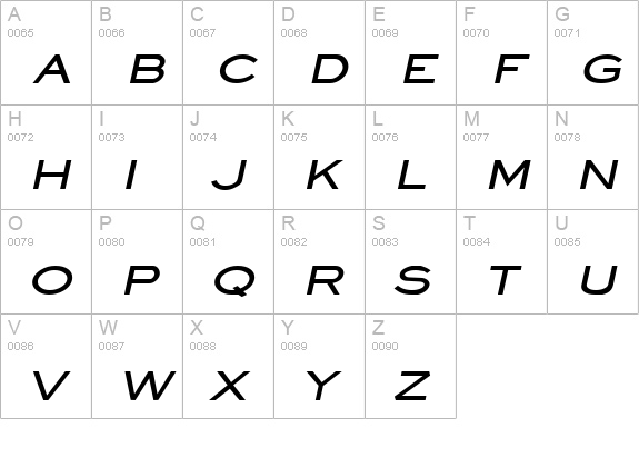 Eye glass Wide Bold Italic uppercase A-Z preview