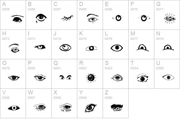 Eyes uppercase A-Z preview