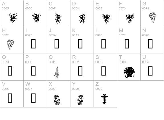 Fabeldyr uppercase A-Z preview