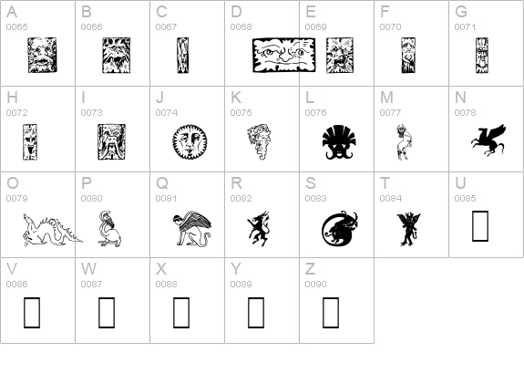 Fabeldyr 1 uppercase A-Z preview