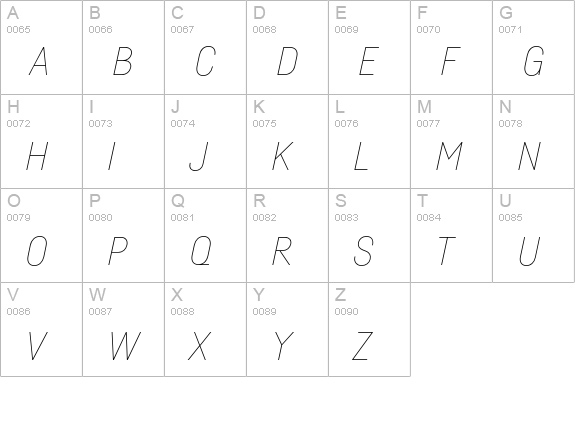 Fabrikat Hairline Italic uppercase A-Z preview