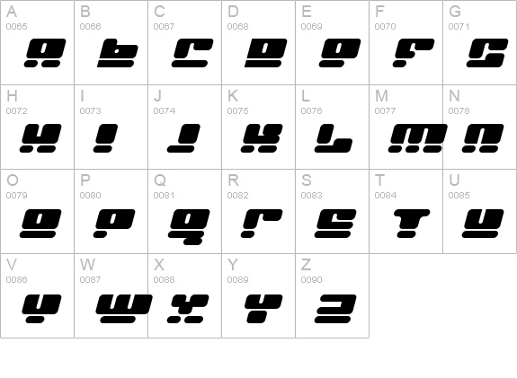 Face plant Italic uppercase A-Z preview