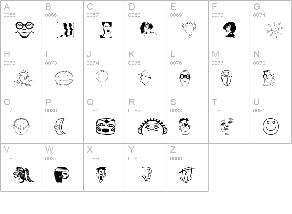 Faces2Faces uppercase A-Z preview
